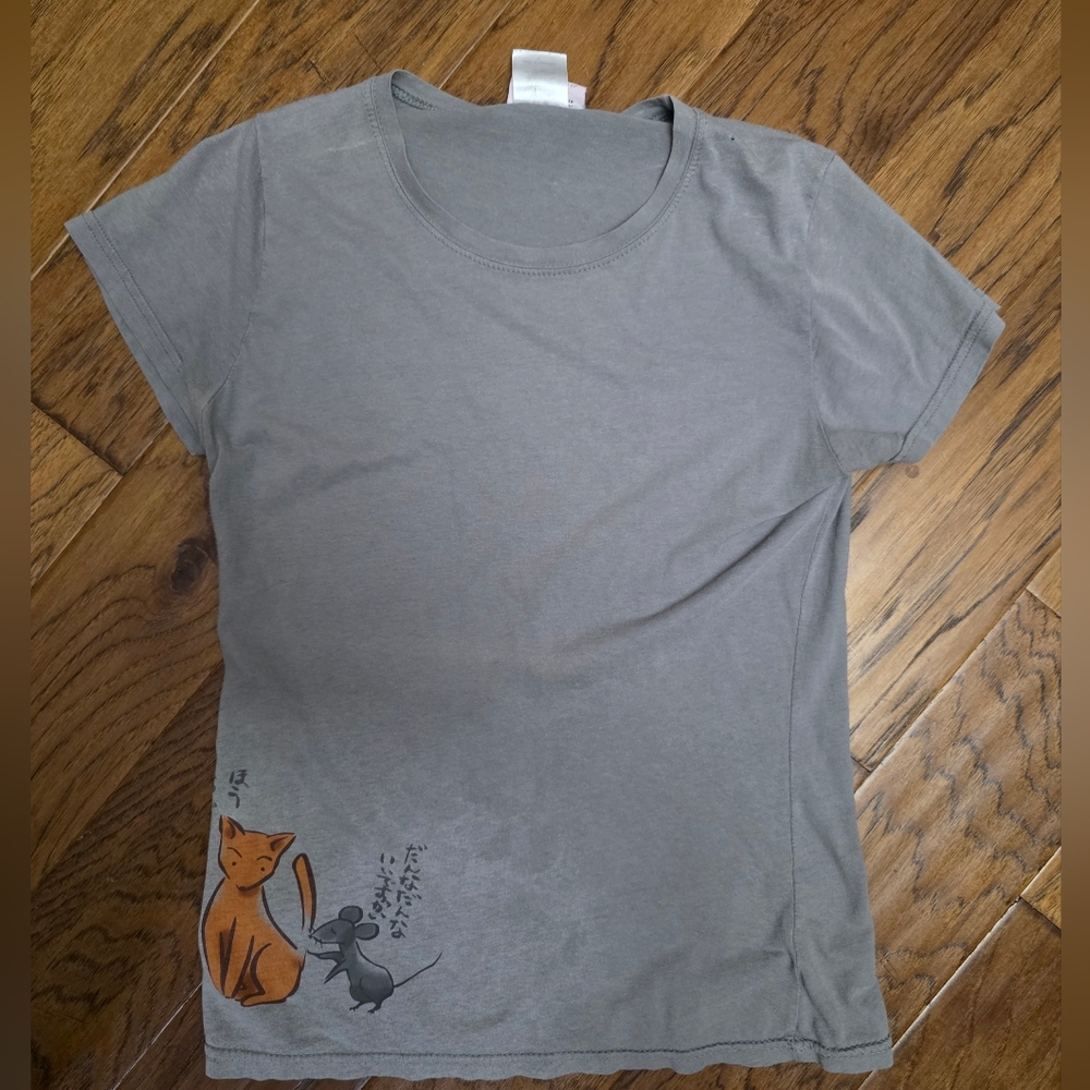 Gray Fruits Basket t shirt sz Large (cat and mouse)